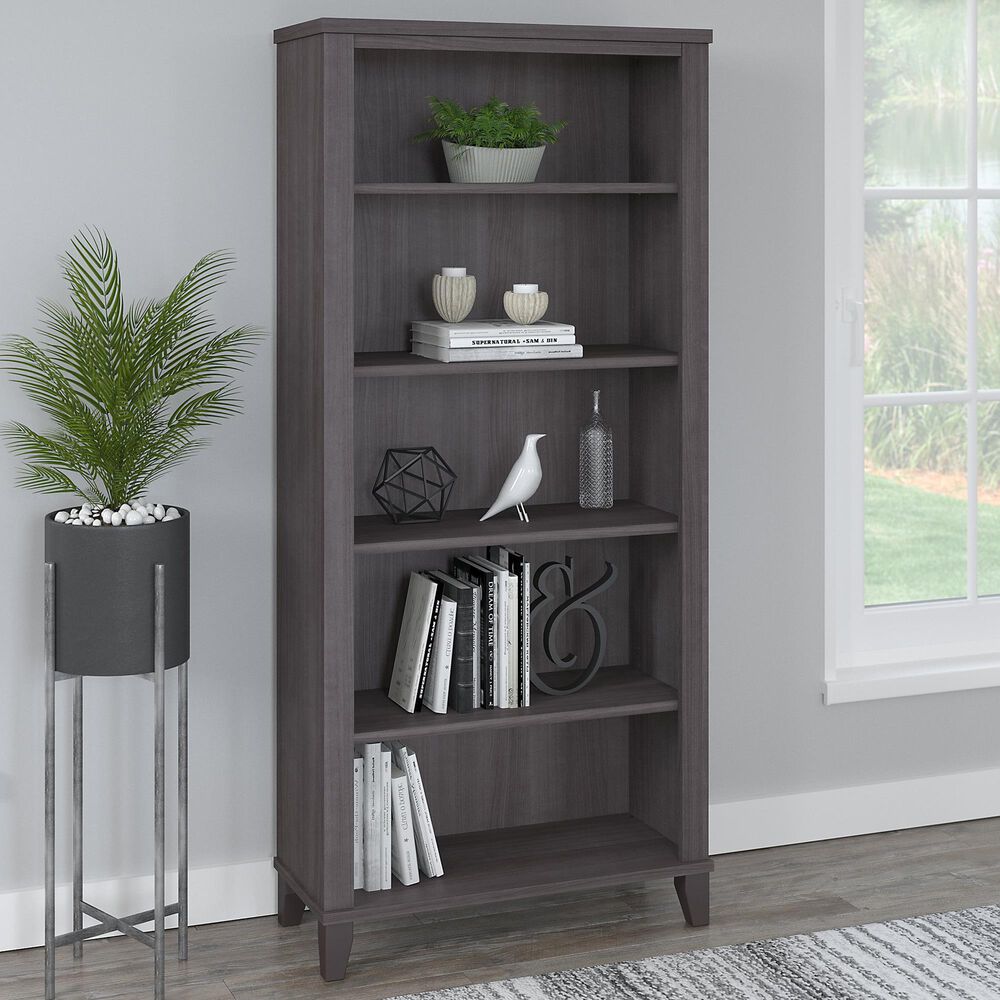 Bush Somerset 5-Shelf Bookcase in Storm Gray, , large