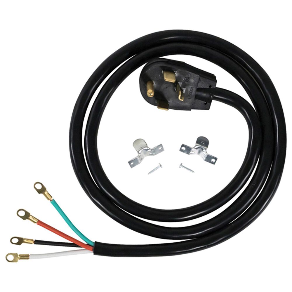 Electric Dryer Duct Kit with 4-Wire Cord, 8' Hybrid Vent Duct and Clamps in Black and Silver, , large