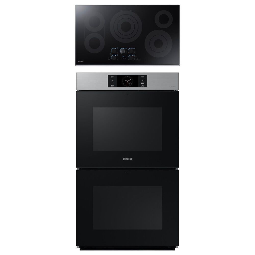 Samsung 2-Piece Kitchen Package with 30" Double Wall Oven and 36" Smart Electric Cooktop in Stainless Steel, , large