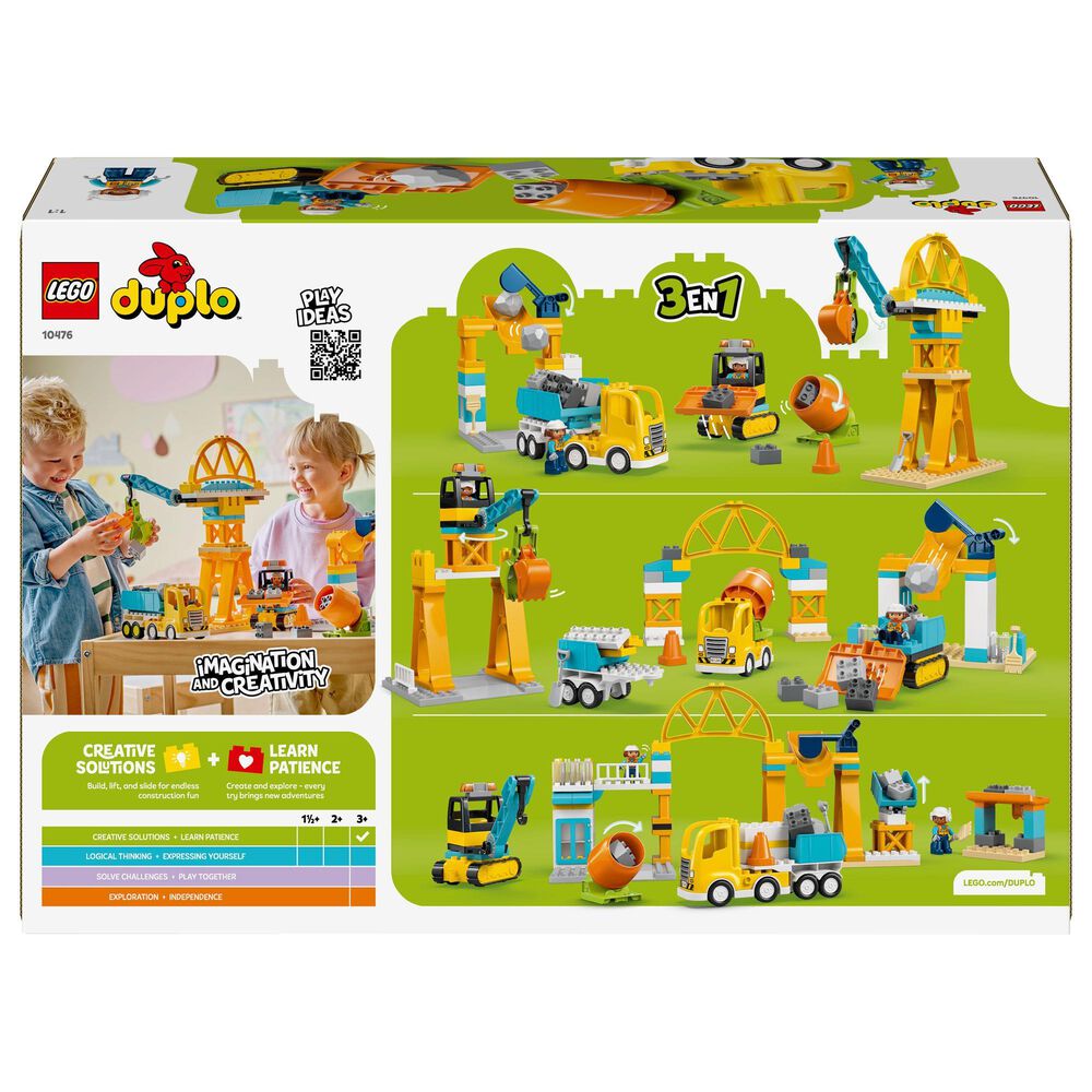 LEGO Duplo 3-In-1 Construction Site and Vehicles Building Set, , large