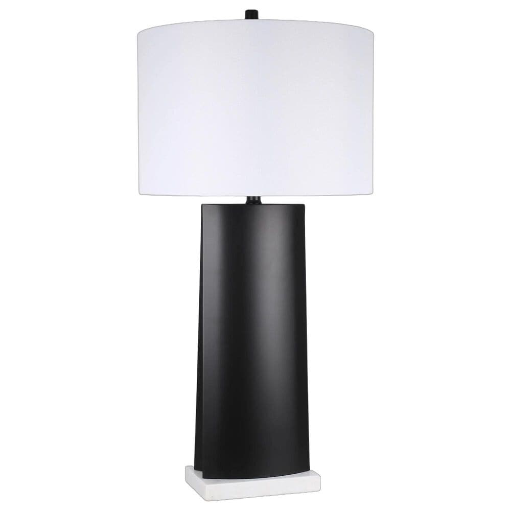 Classy Art Wholesalers Monolith Aura Table Lamp in Matte Black and White Marble, , large