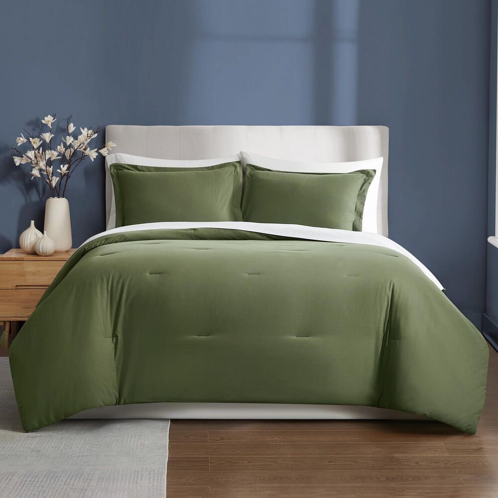 Pem America Essential Cotton 3-Piece Full/Queen Comforter Set in Green, , large