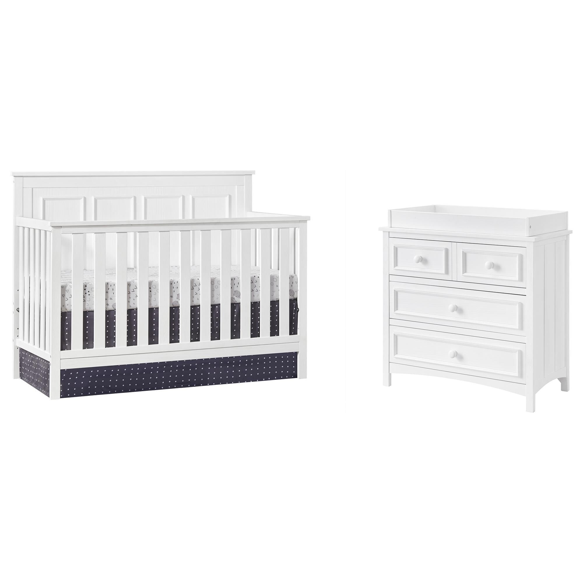 Rustic white crib and dresser discount