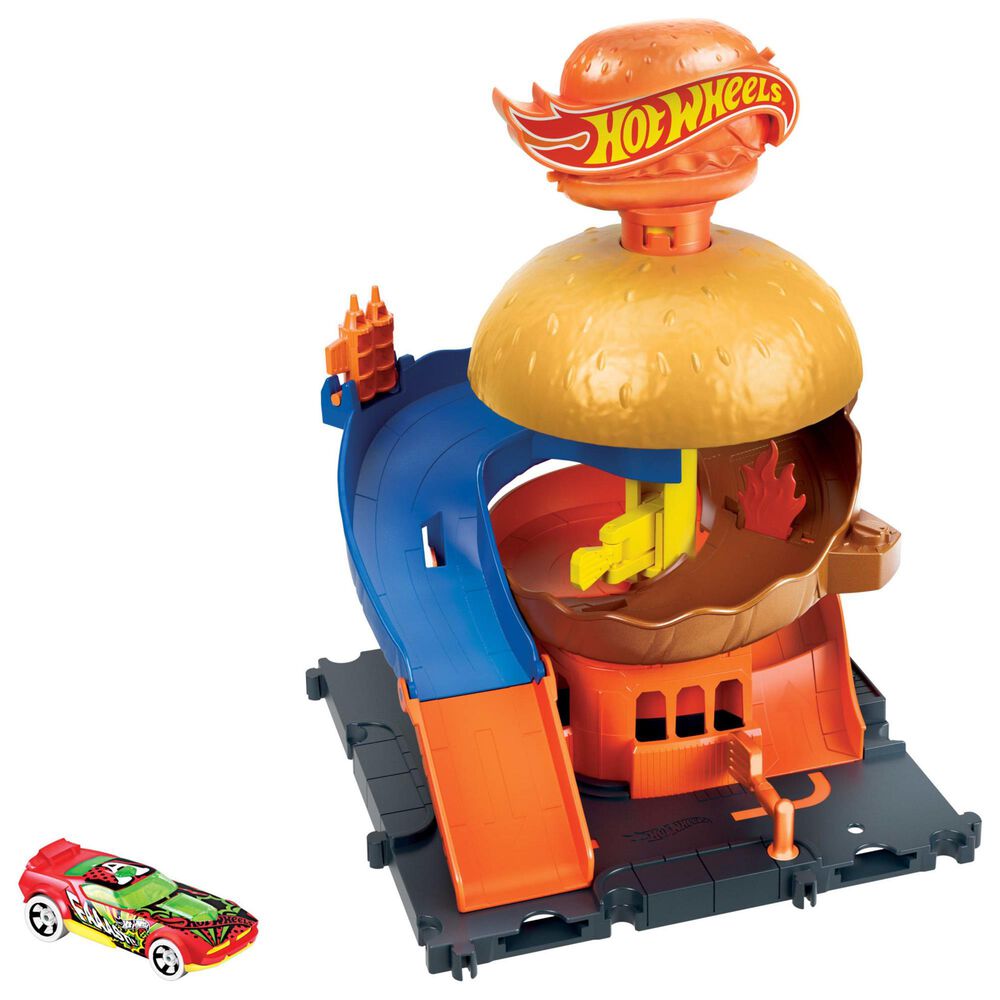 Hot Wheels City Burger Drive-Thru Playset with Toy Car in Multicolor, , large