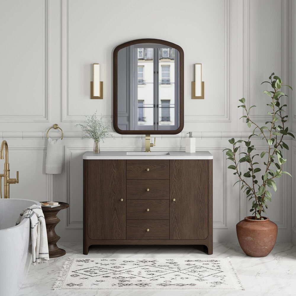 James Martin Vanities Gracyn 48&quot; Single Bathroom Vanity in Sable with 3 cm White Zeus Quartz Top and Rectangular Sink, , large