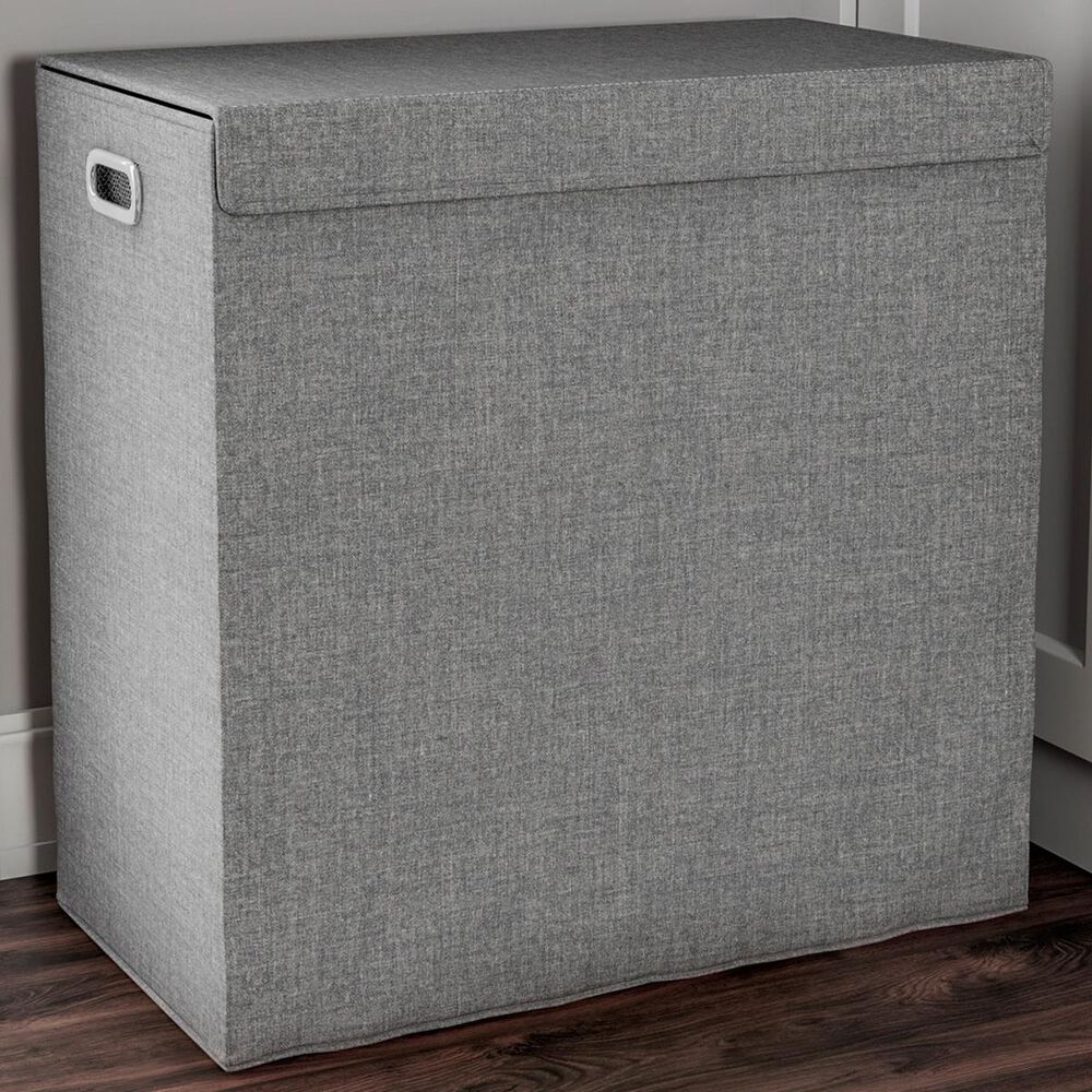 Timberlake Lavish Home Double Laundry Hamper in Gray, , large