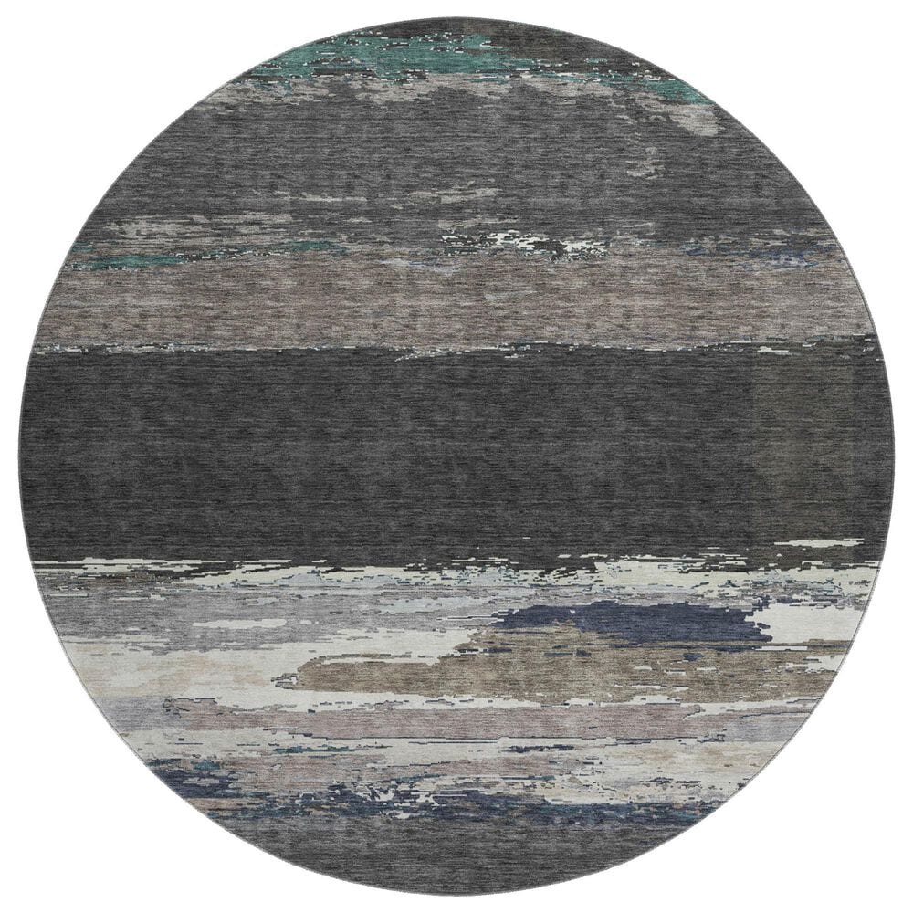 37B Trevi TV8 8" Round Black Area Rug, , large