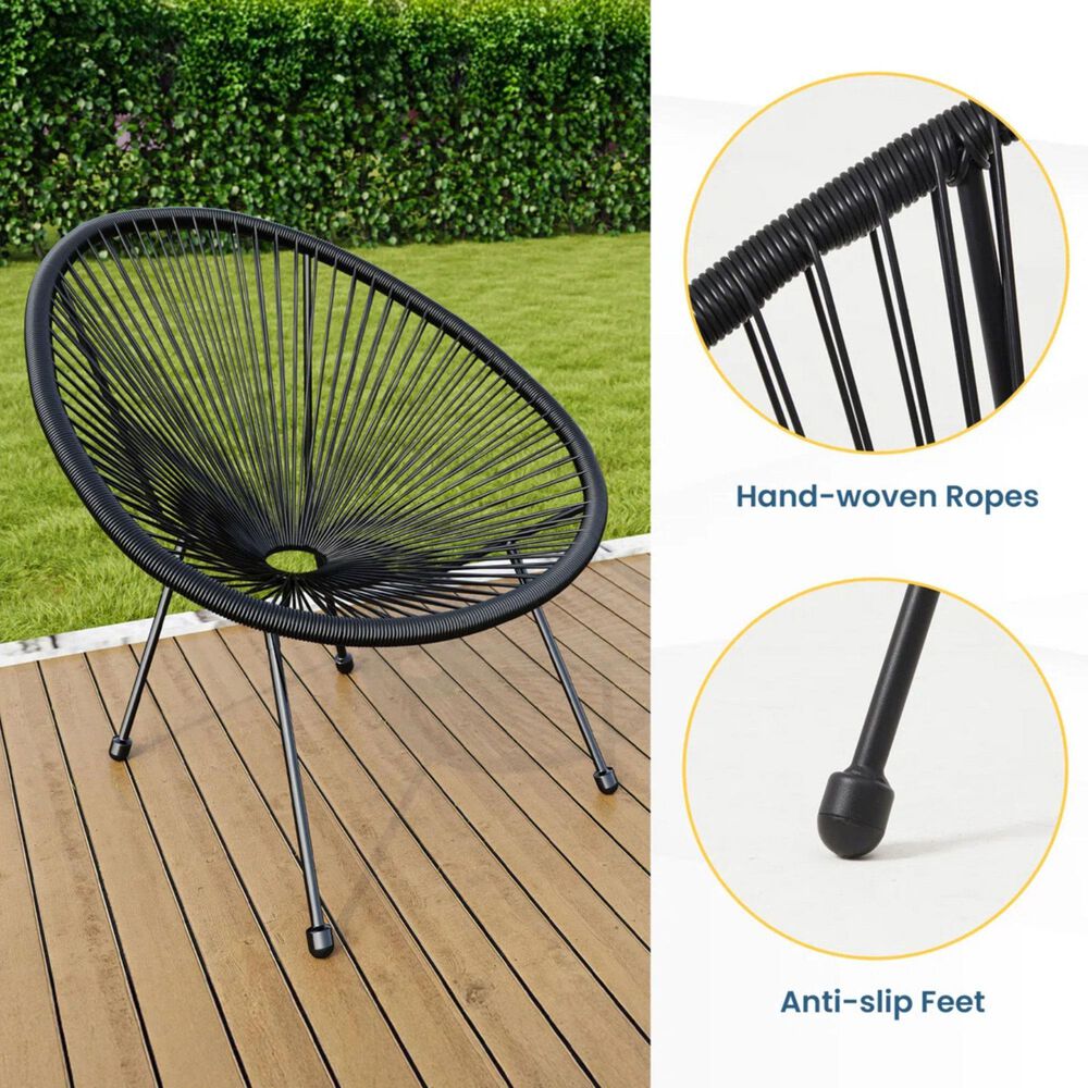 Hearth and Haven Acapulco 3-Piece Outdoor Bistro Set in Black, , large