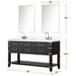 Lexora Home Norwalk 60" Double Bathroom Vanity in Black Oak with White Carrara Marble Top and Rectangular Sinks, , large