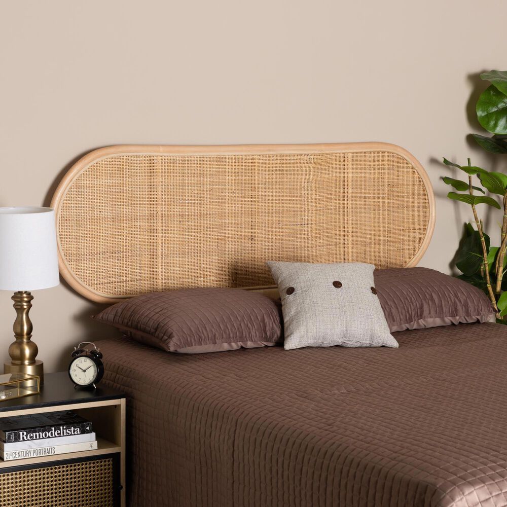 Baxton Studio Reegan Queen Panel Headboard in Natural Brown, , large