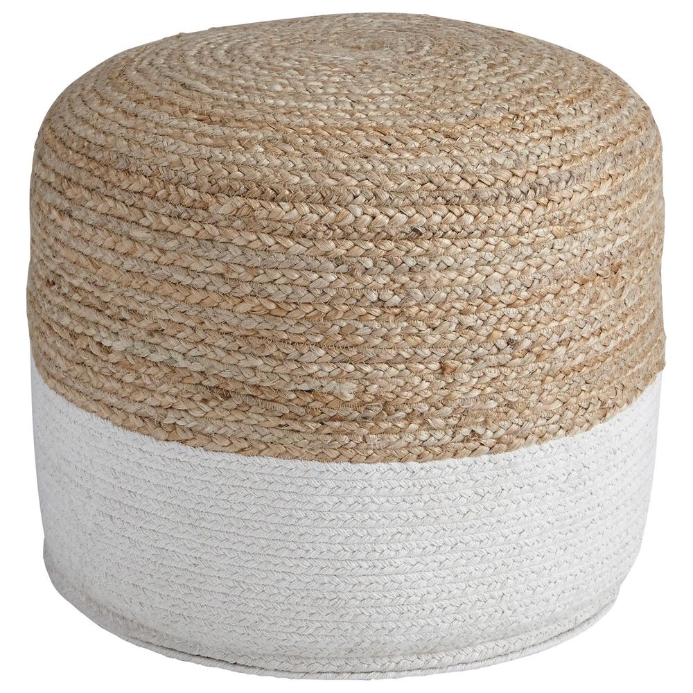 Ashley Sweed Valley Pouf in Natural and White, , large