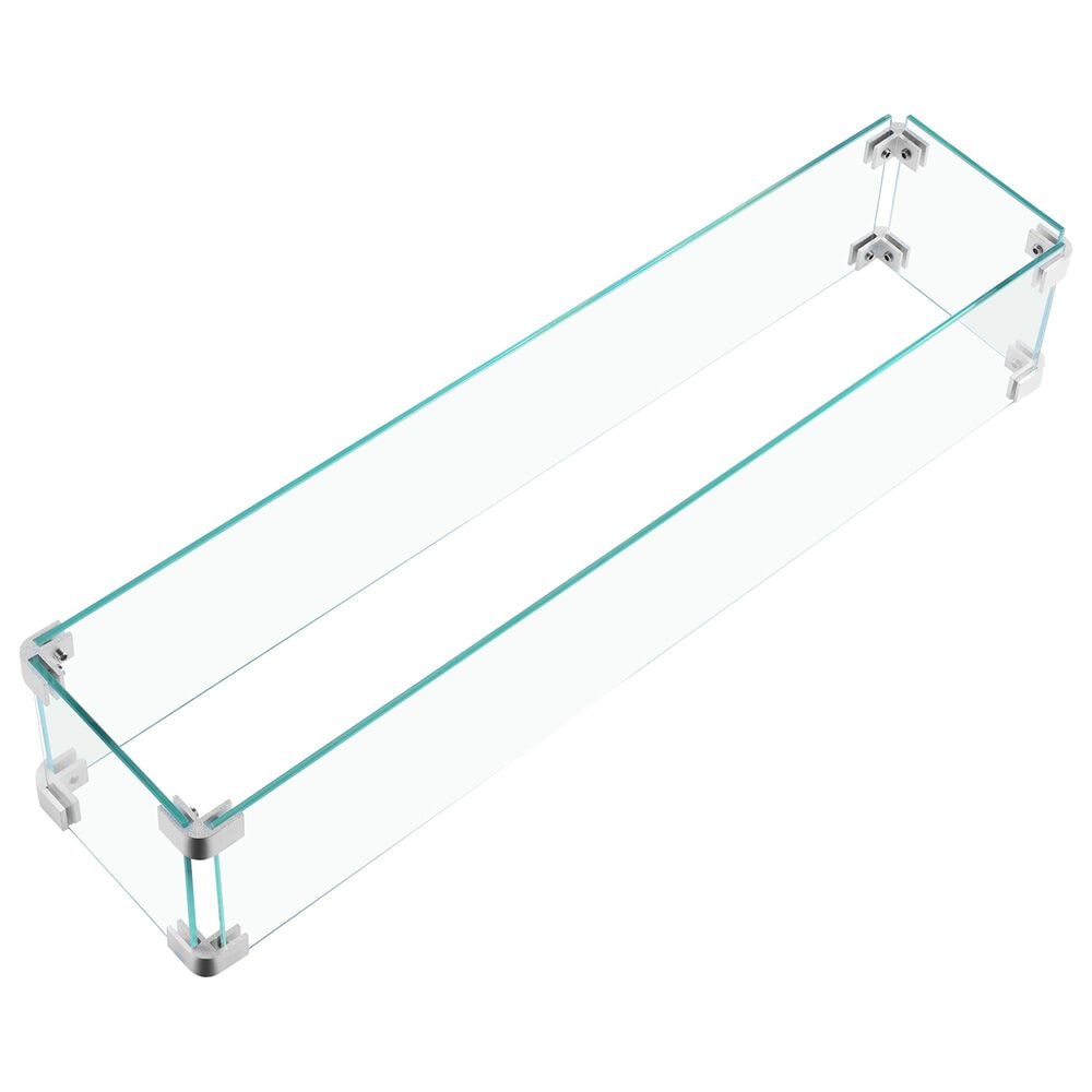 HOMLUX 31" Fire Pit Glass Flame Wind Guard with Aluminum Corner in Clear, , large