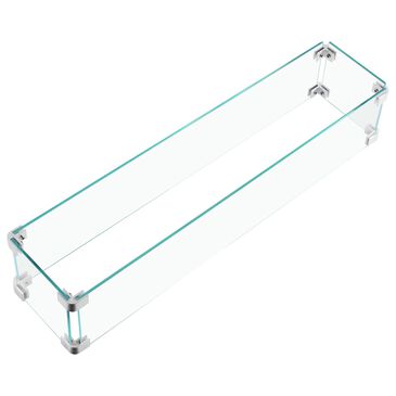 HOMLUX 31" Fire Pit Glass Flame Wind Guard with Aluminum Corner in Clear, , large