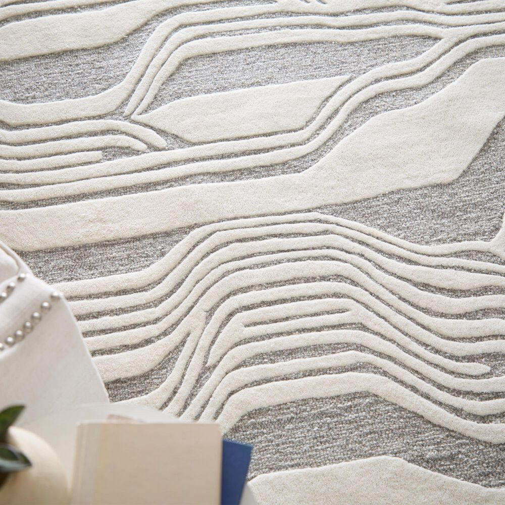 Feizy Kimball Gray and Ivory 5&#39; x 8&#39; Area Rug, , large