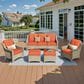 HOMLUX 5-Piece Patio Conversation Set with Two Ottomans in Orange Red, , large