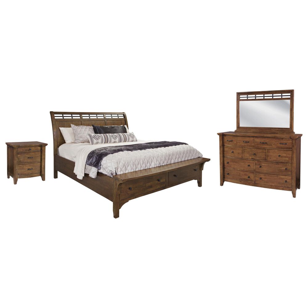 Cedar and Sage Whistler Retreat 4 Piece California King Storage Bedroom Set in Warm Chestnut, , large