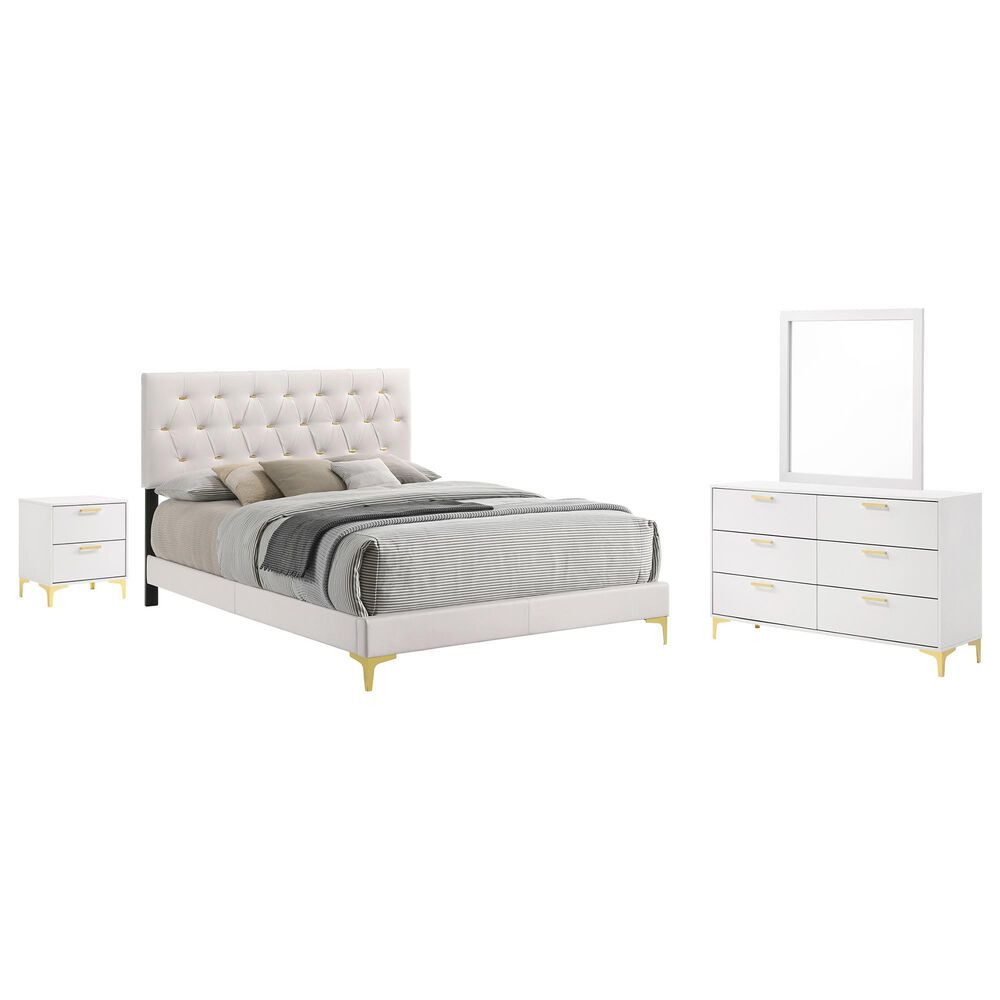 Pacific Landing Kendall 4Piece King Upholstered Bedroom Set in Gold
