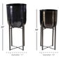 Maple and Jade Deep Recessed Dome Indoor/Outdoor Planter with Removable Stand in Polished Black (Set of 2), , large