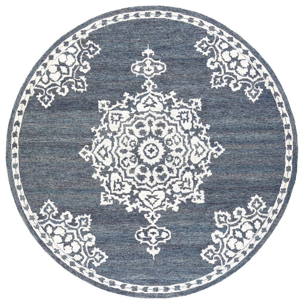 Surya Granada GND-2309 8' Round Charcoal and Cream Area Rug, , large