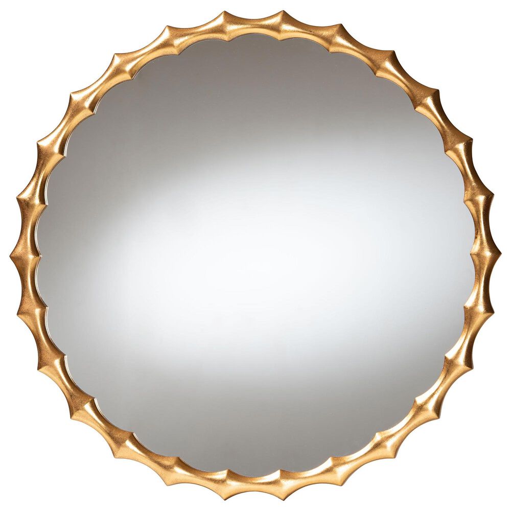 Baxton Studio Everette Bamboo-Border Accent Wall Mirror in Antique Gold Leaf, , large