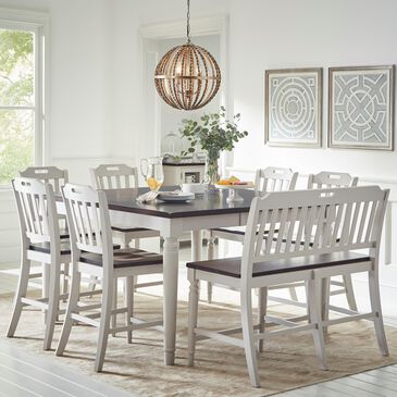 Waltham Orchard Park 6-Piece Counter Height Dining Set with Bench in Dark Brown and Soft Gray, , large