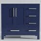 Lexora Home Jacques 36" Left Offset Single Bathroom Vanity in Navy Blue with 2 cm White Cultured Marble Top and Rectangular Sink, , large