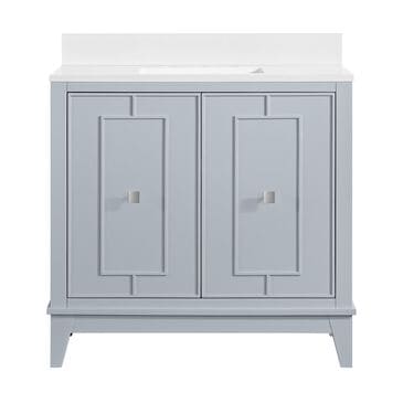 37B Kinsale 36" Single Bathroom Vanity Cabinet in Soft Blue with White Composite Stone Top and Backsplash, , large