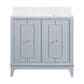 37B Kinsale 36" Single Bathroom Vanity Cabinet in Soft Blue with White Composite Stone Top and Backsplash, , large