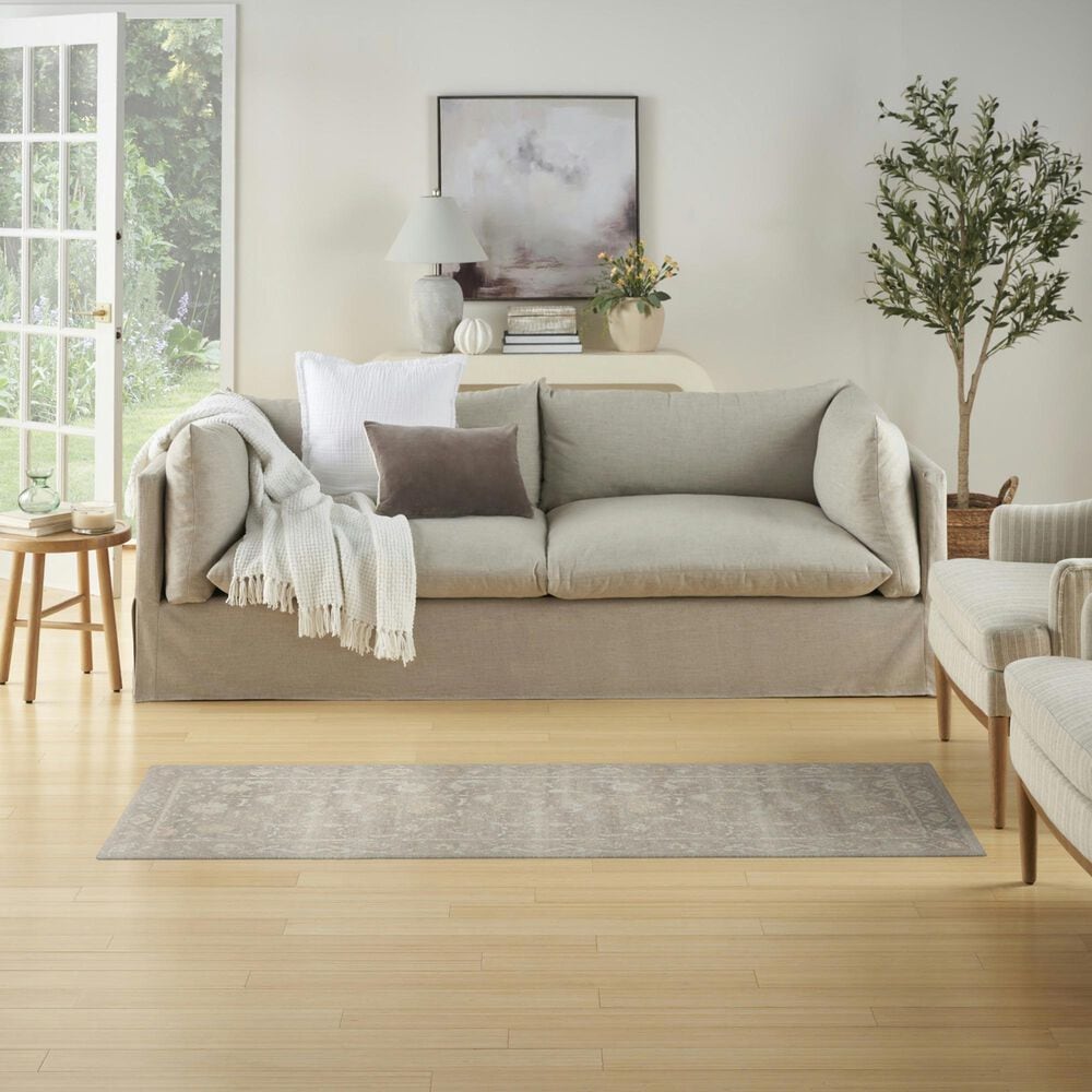 Nourison Vintage Washables Grey 2' x 6' Runner, , large