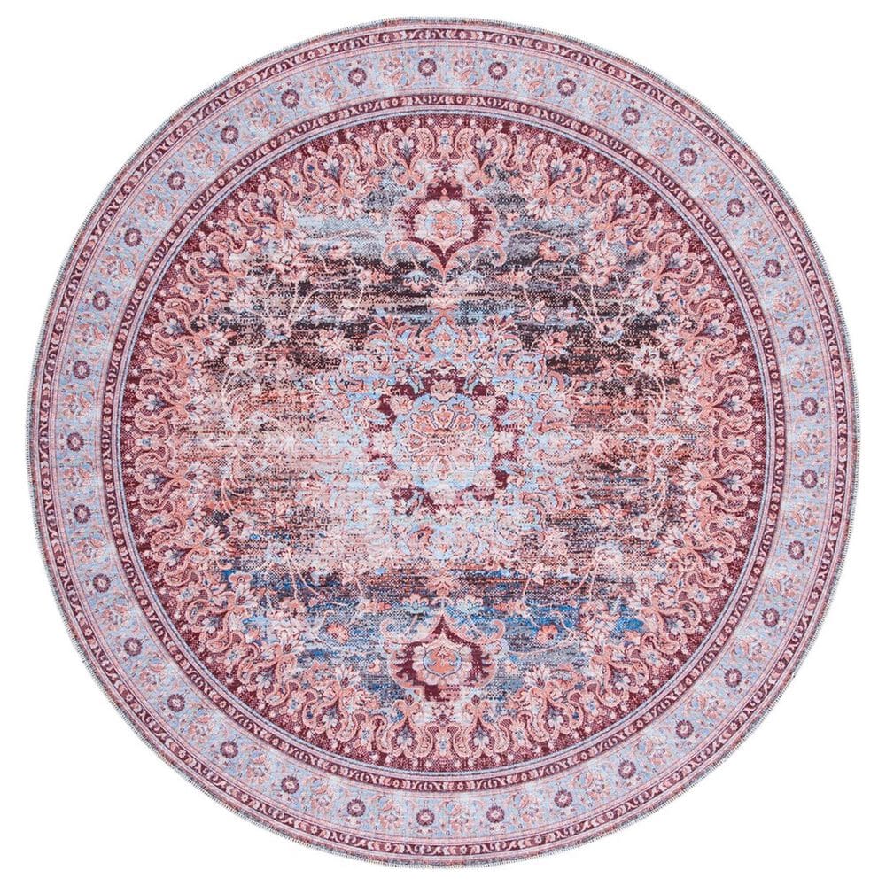 Safavieh Serapi SEP550 6"7" Round Light Blue and Red Area Rug, , large