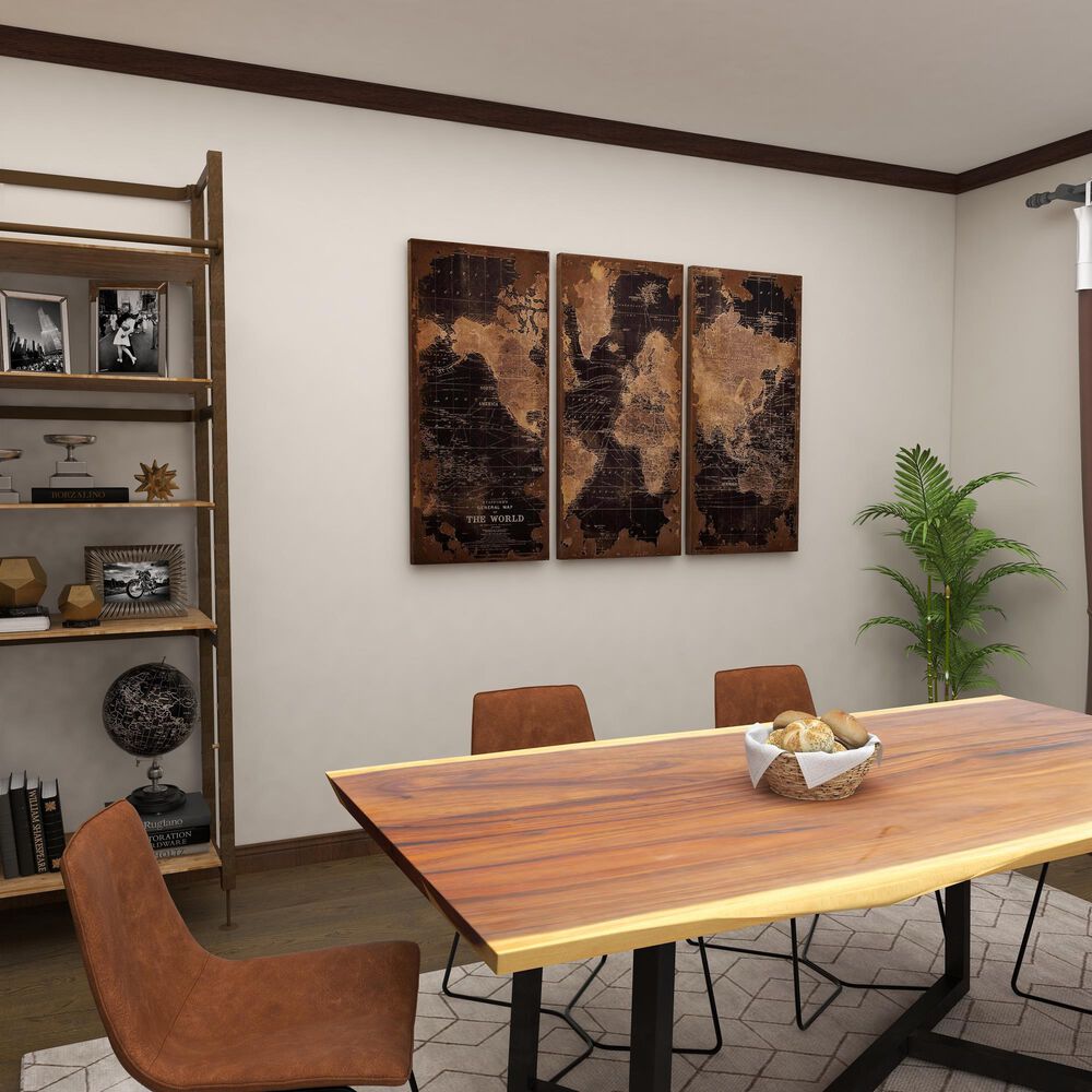 Maple and Jade 47&quot; x 22&quot; Vintage World Map Wall Decor in Black, Beige and Brown, , large