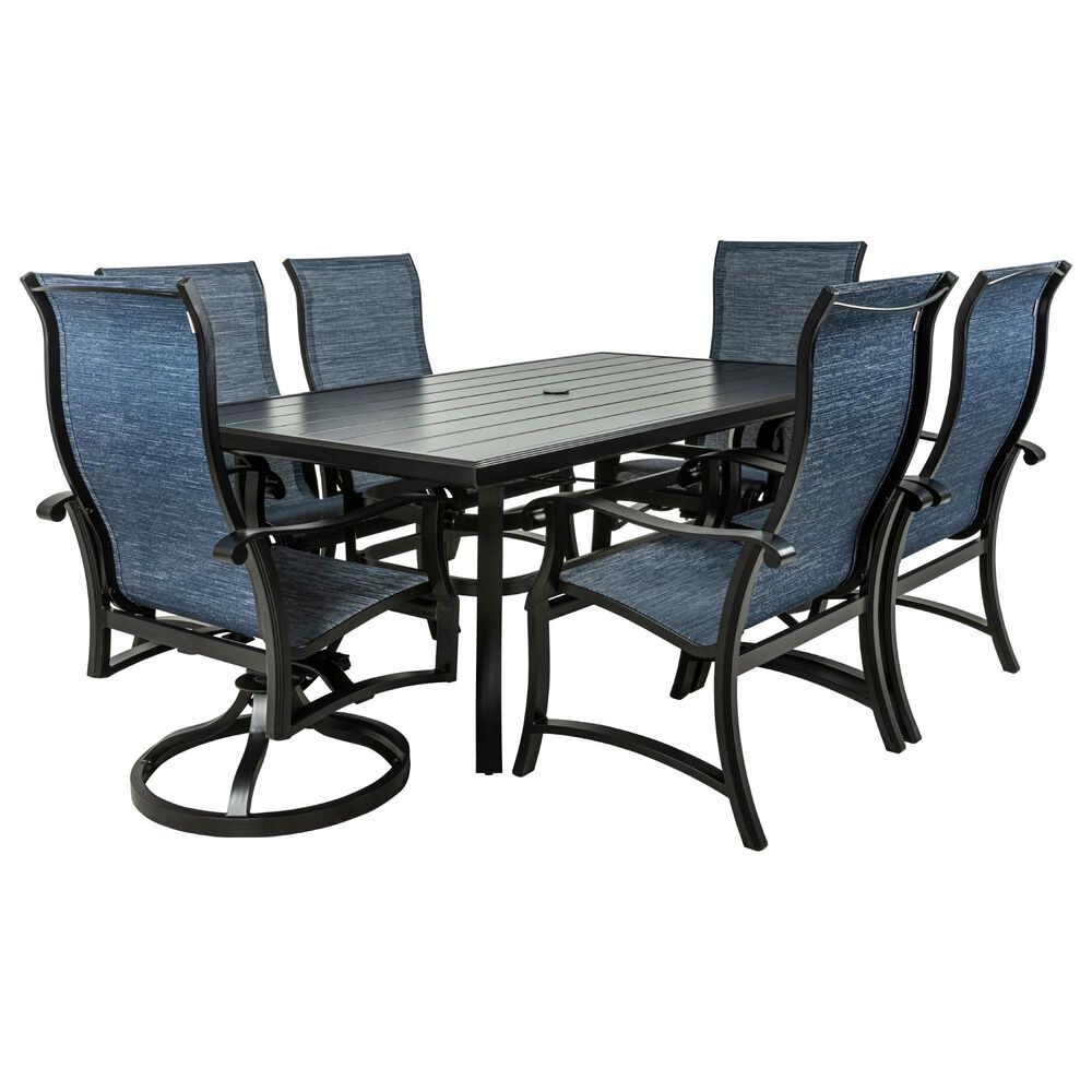 Crown Garden 7-Piece Dining Set in Collect Indigo and Matte Black, , large