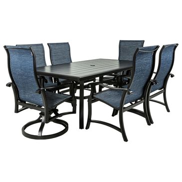 Crown Garden 7-Piece Dining Set in Collect Indigo and Matte Black, , large