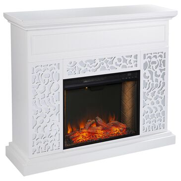 Southern Enterprises Wansford Alexa Smart Fireplace in White/Mirror, , large