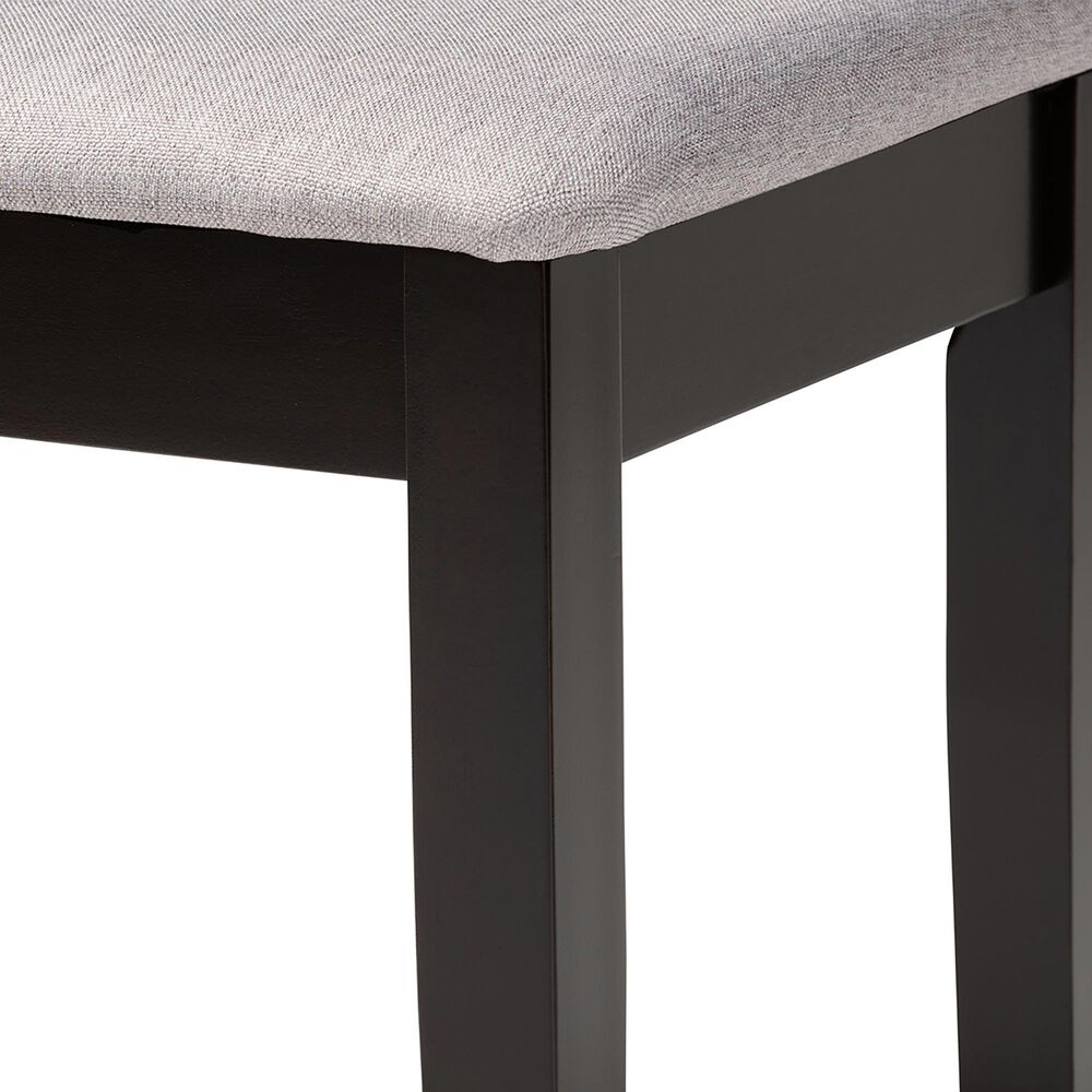 Baxton Studio Teresa Dining Bench with Grey Cushion in Dark Brown, , large