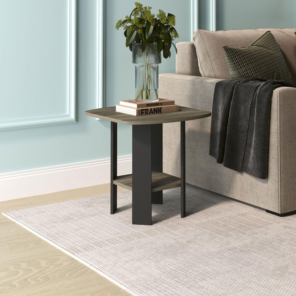 HOMLUX 1-Shelf End Table in French Oak and Black, , large