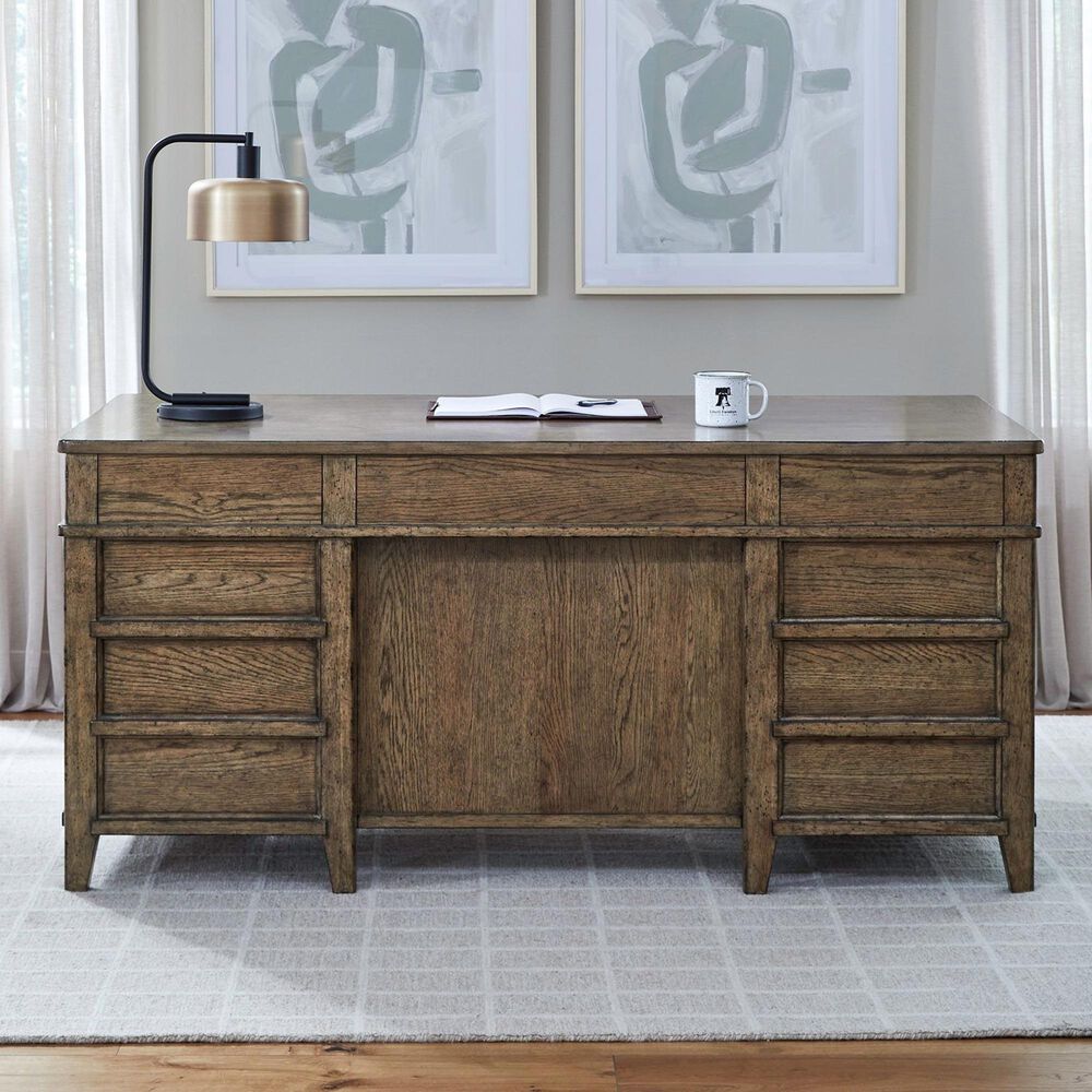 Liberty Furniture Carolina Park Junior Executive Desk in Amber Brown, , large