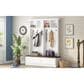 HOMLUX 6-Hook Hall Tree with Wood Grain Bench in White, , large