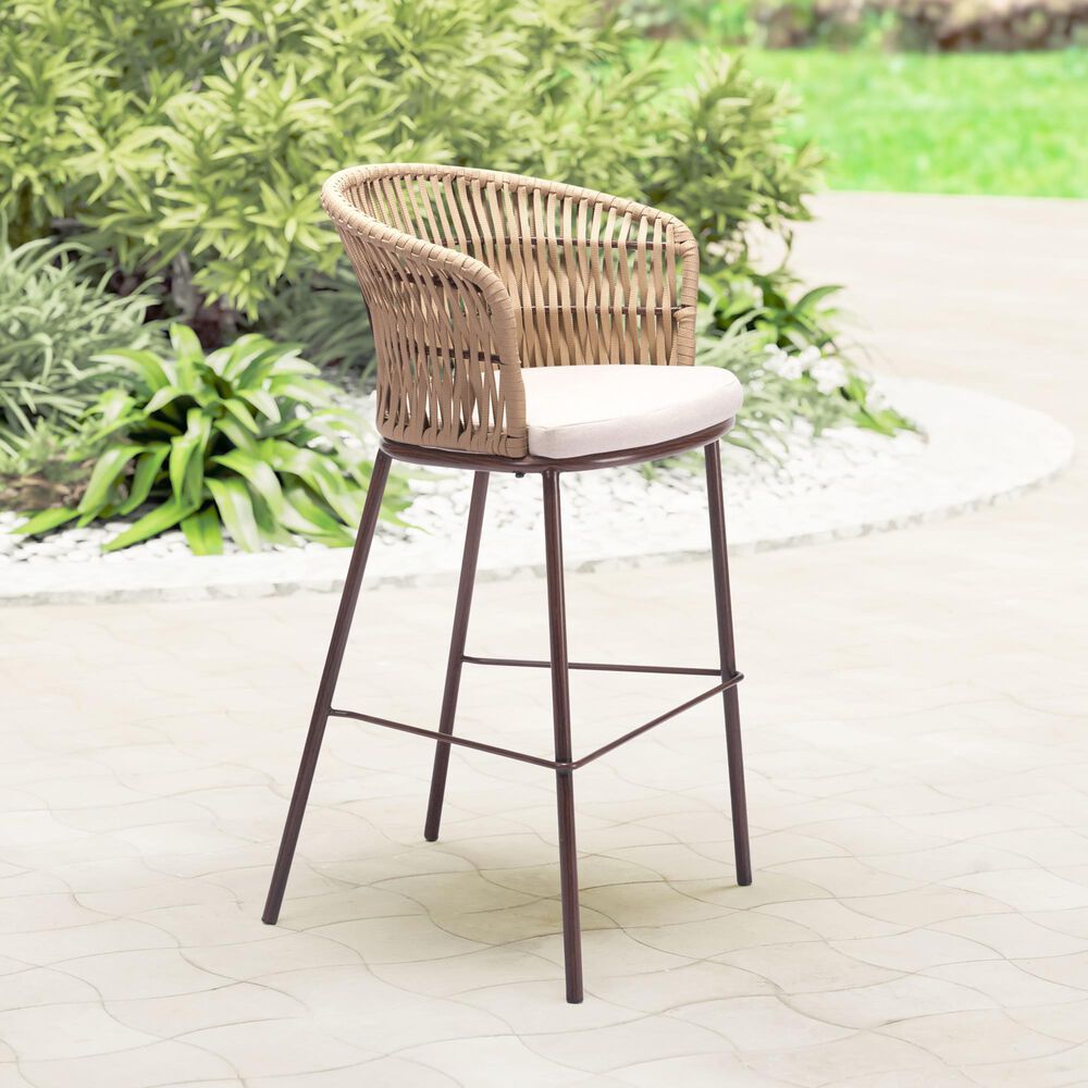 Zuo Modern Freycinet Patio Barstool with Natural Frame in Gray (Set of 2), , large
