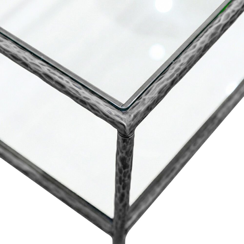 Furniture of America Lalia Coffee Table with Tempered Glass Top and Open Storage Shelf in Gun Metal, , large