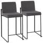 Lumisource Fuji High Back Counter Stool with Charcoal Fabric Cushion in Black (Set of 2), , large
