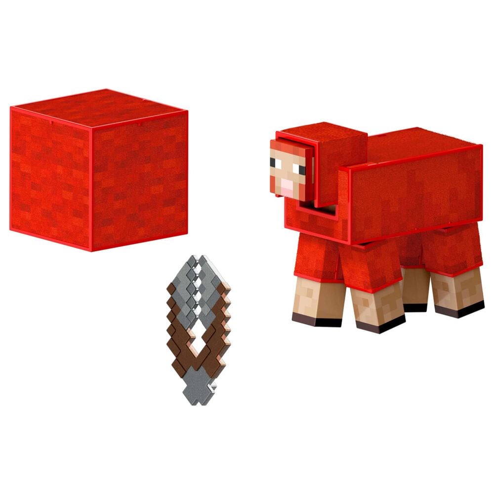 Mattel Minecraft 5.5&quot; Diamond Level - Sheep Action Figure with 3 Accessories in Red, , large