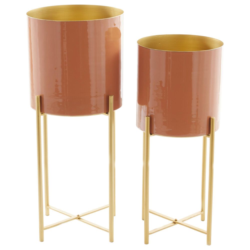 Maple and Jade 24" x 12" Planter in Gold and Orange (Set of 2), , large
