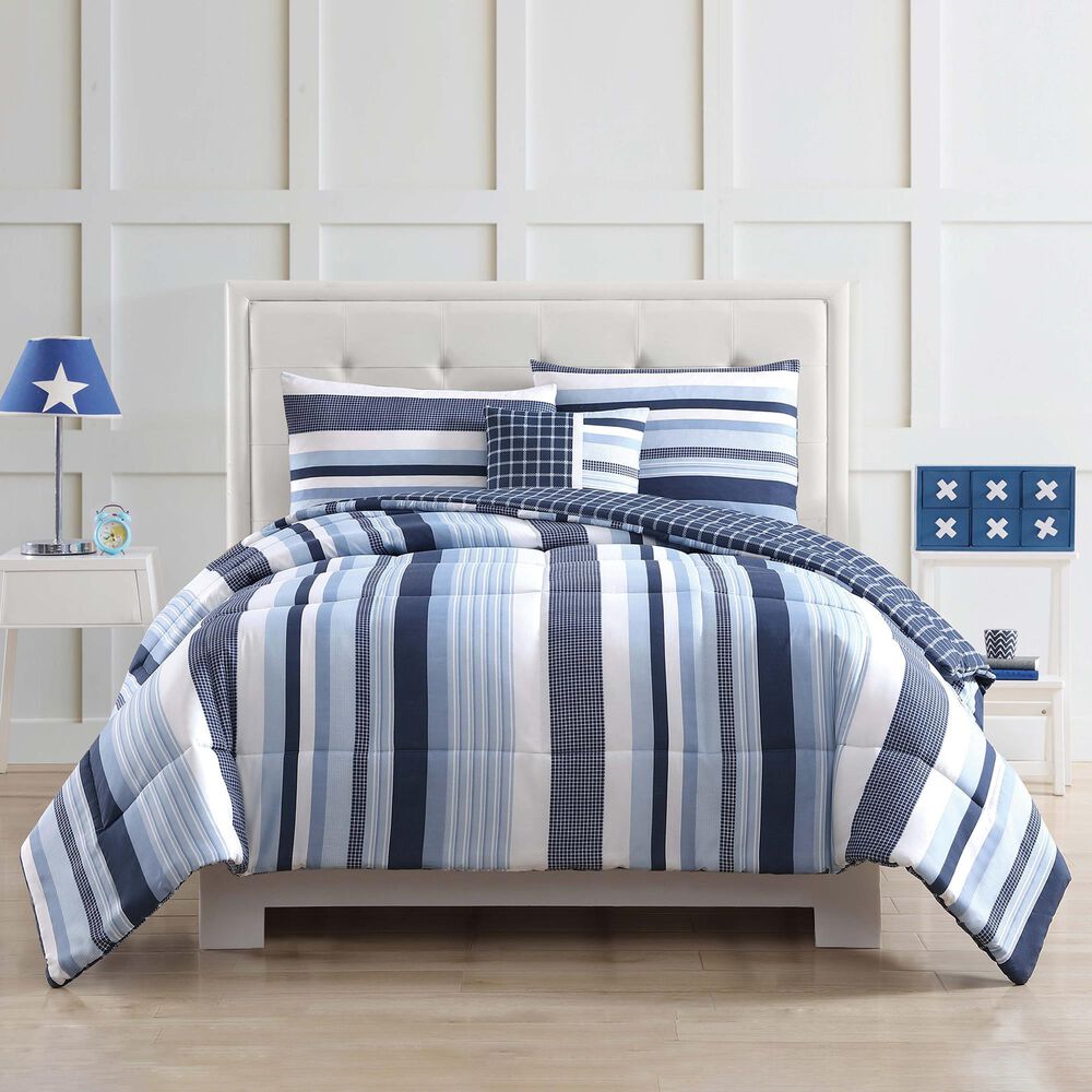 Pem America Mason Stripe 4-Piece Full Comforter Set in Blue, , large