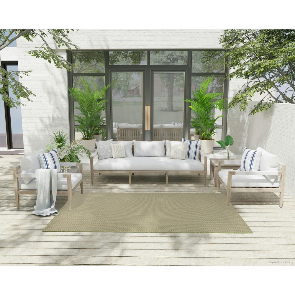 Nourison Courtyard Ivory and Green 5&#39; x 7&#39; Indoor/Outdoor Area Rug, , large