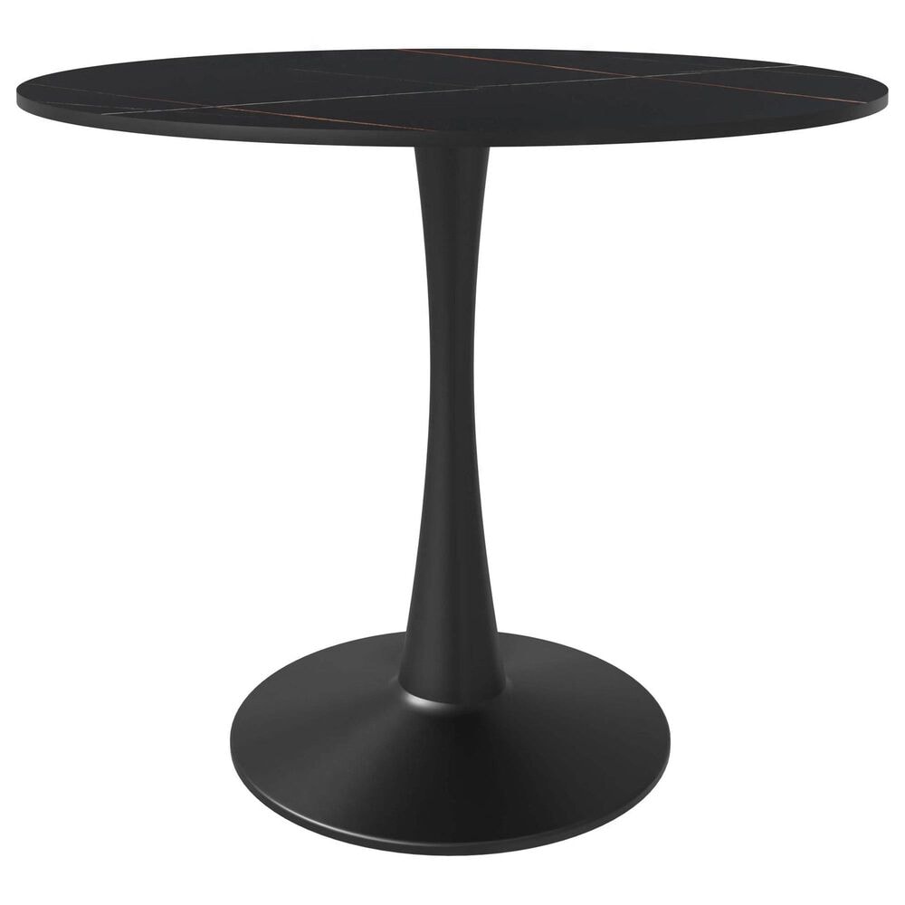 Leisuremod Leisuremod Bristol 35 round dining table Black base with Black Sintered stone Top, , large