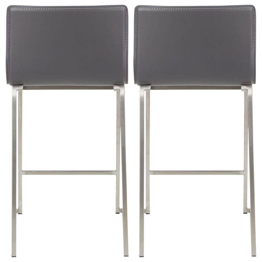 Lumisource Mara Counter Stool with Grey Cushion in Stainless Steel &#40;Set of 2&#41;, , large