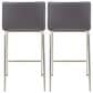 Lumisource Mara Counter Stool with Grey Cushion in Stainless Steel (Set of 2), , large