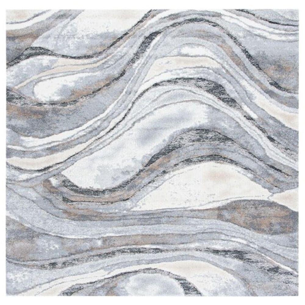Safavieh Cyrus Shag CYR118G 3" Square Grey and Beige Area Rug, , large