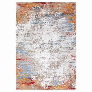 Surya Solar 10" x 14" Orange, Saffron, Red, Sky Blue, White, Gray and Charcoal Area Rug, , large
